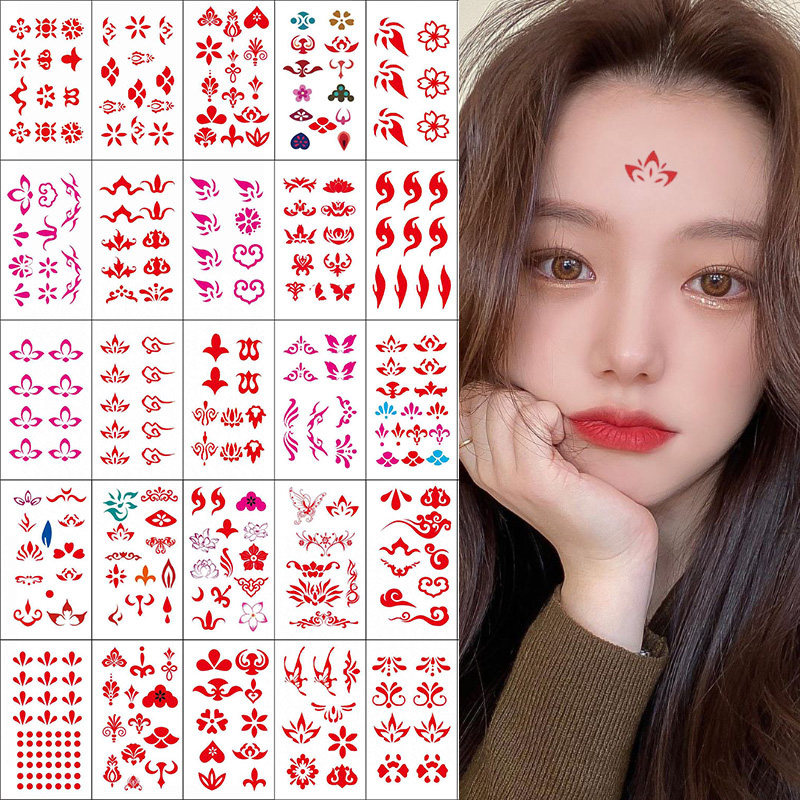 花钿眉心贴汉服古装花印美人纹身贴防水女持久性感写真额头贴纸30在类目 彩妆/香水/美妆工具, 身体彩绘中 - 来自Buy2taobao.com提供专业的淘宝代购服务