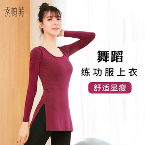 新款舞蹈练功服上衣女身韵现代舞中袖形体训练衣古典衣服民族服装