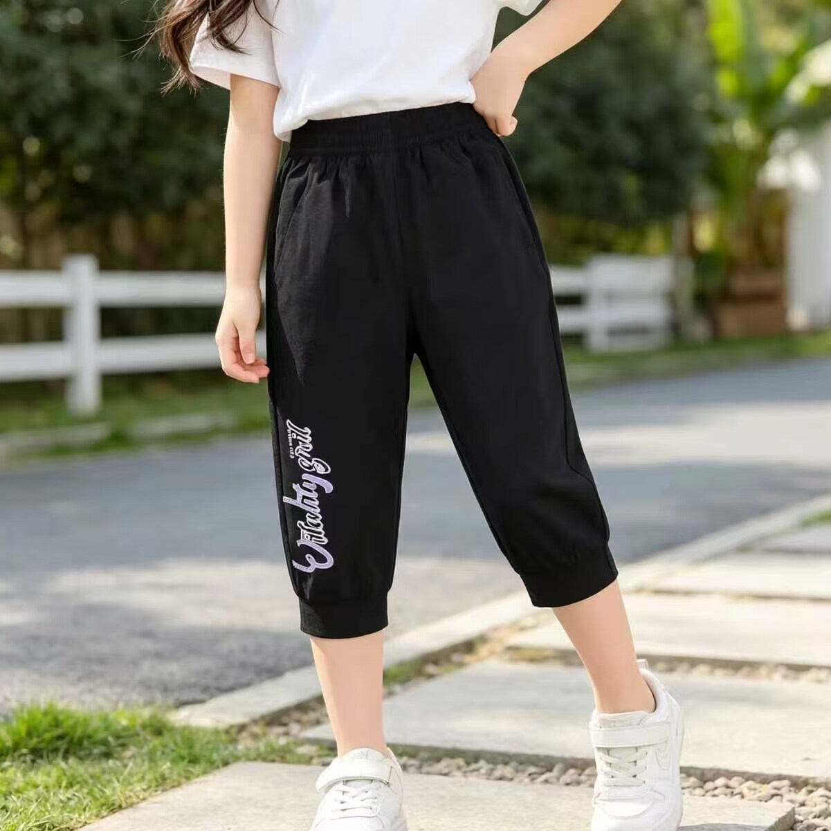 大黄蜂夏季女童速干七分裤