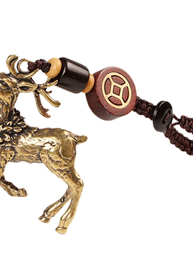 2023年兔年生肖属兔犬鹿护岁吊坠财鹿丰登汽车钥匙扣挂件黄铜挂饰