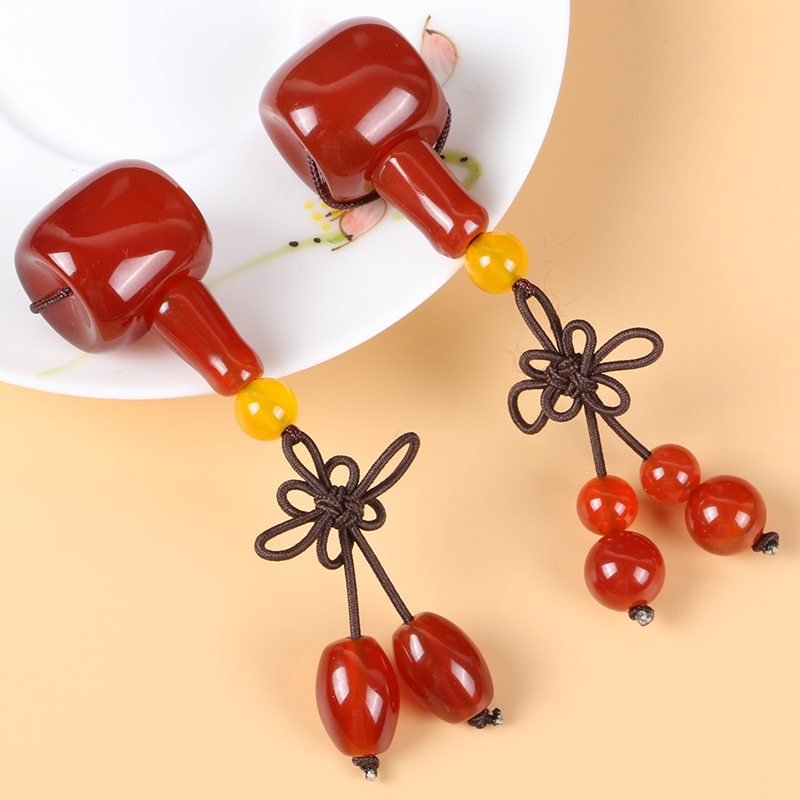 diy藏式红玛瑙手串星月三通佛头