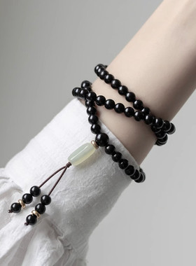 黑檀木质手串紫光檀108颗佛珠