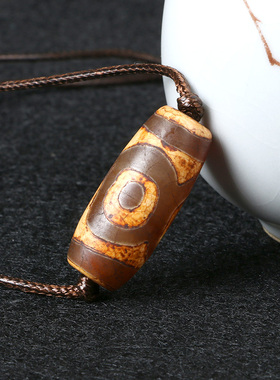 极速西藏老玛f瑙三眼天珠吊坠风化回纹锁骨项颈链时尚简约挂件饰