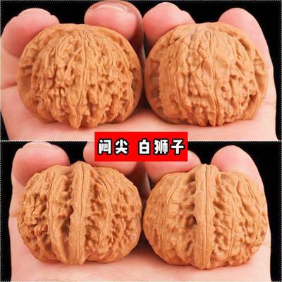 文玩核桃白狮子四座楼狮子头王勇官帽机刷打底包浆闷尖白核桃包邮