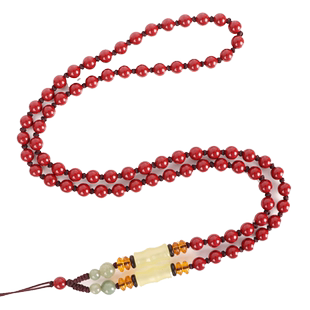 和田玉竹节朱砂紫金砂男女全珠链吊坠绳项链绳翡翠玉坠玉器挂件绳