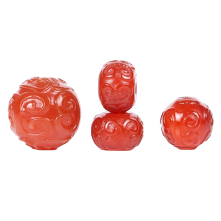 天然辽金老红玛瑙圆珠桶珠散珠手工编织DIY手链串珠佛珠配件配饰