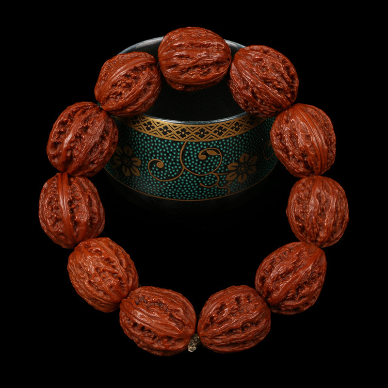 文玩龙脊背小麻纹红枣核桃手链佛珠橄榄核形手串手玩把件男女八棱