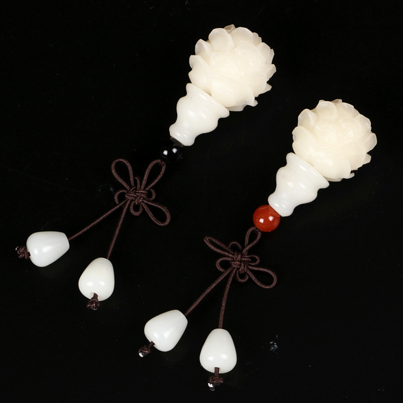 天然白菩提根莲花佛头三通佛塔套装文玩佛珠手串金刚星月DIY配件