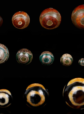 藏式天眼三眼天珠龟甲老玛瑙圆珠文玩佛DIY手链饰品配饰配件散珠