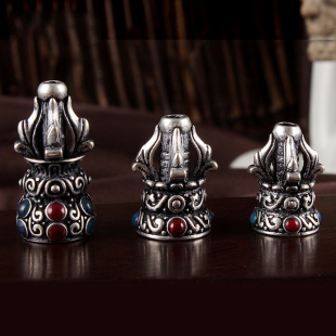 手链手串DIY配饰复古银做旧款藏银配件景泰蓝佛塔三通佛头佛珠