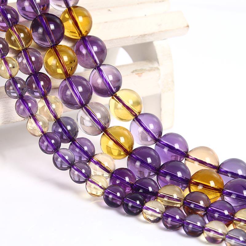 紫黄晶圆珠散珠diy手工串珠子半成品手链水晶手串毛衣链饰品配件