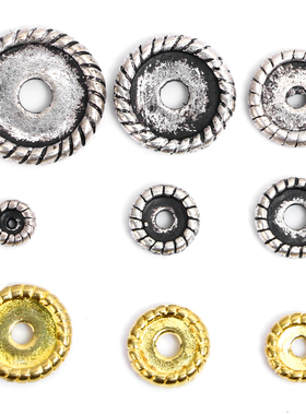 6/8/10/12/14/16mm绞丝纹37银黄铜隔片散珠垫片隔珠菩提佛珠配件