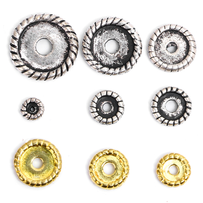 6/8/10/12/14/16mm绞丝纹37银黄铜隔片散珠垫片隔珠菩提佛珠配件