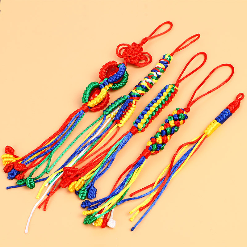 手工编织五彩绳线金刚结汽车挂饰吉祥哈达圆满转经结包挂挂件