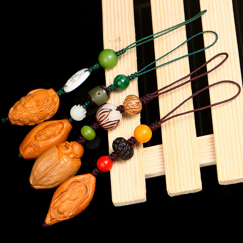 天然橄榄核美女弥勒包衣观音汽车钥匙扣莲花菩提子U盘小挂件挂饰