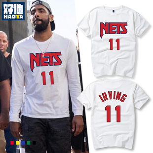 11号德鲁大叔欧文篮网队NETS城市版篮球短袖T恤夏季纯棉半袖运动