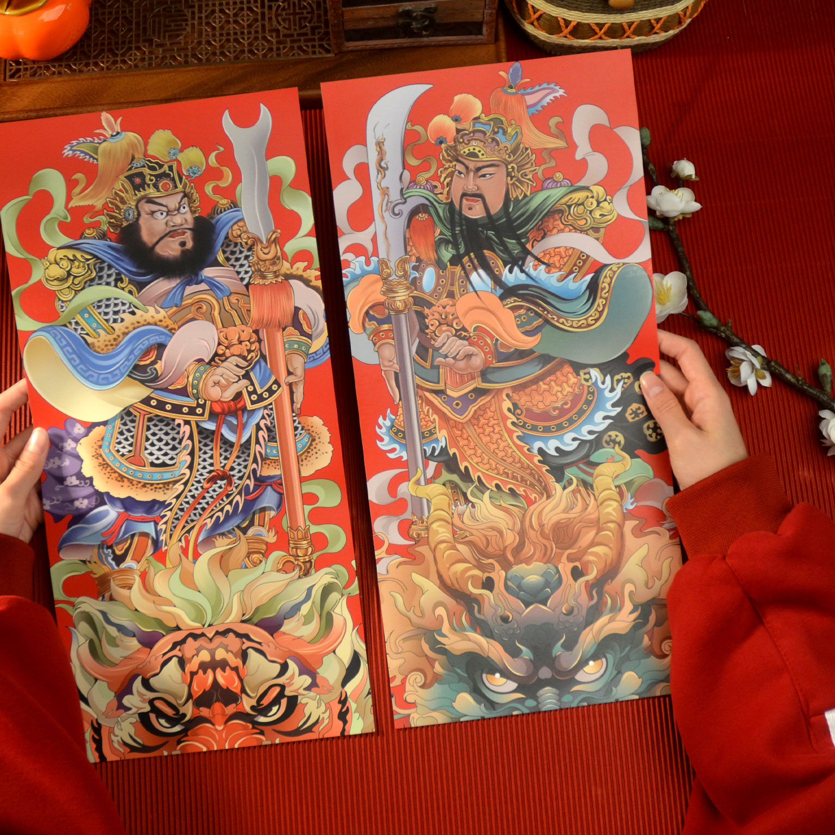 2026马年春节装饰用品张飞关羽门神门贴武将年画贴画神装饰荼郁垒