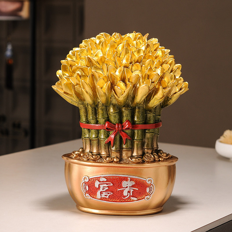 财富节节高升富贵竹子招财摆件家居客厅玄关酒柜办公室桌面装饰品