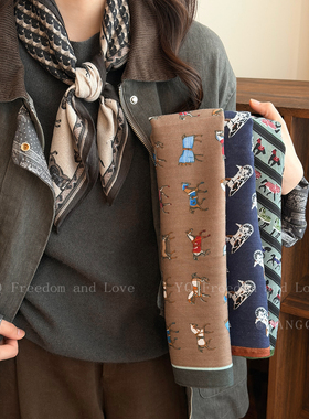 高级感小马丝巾女2025新款冬季系脖围巾小方巾本命年护颈领巾配饰