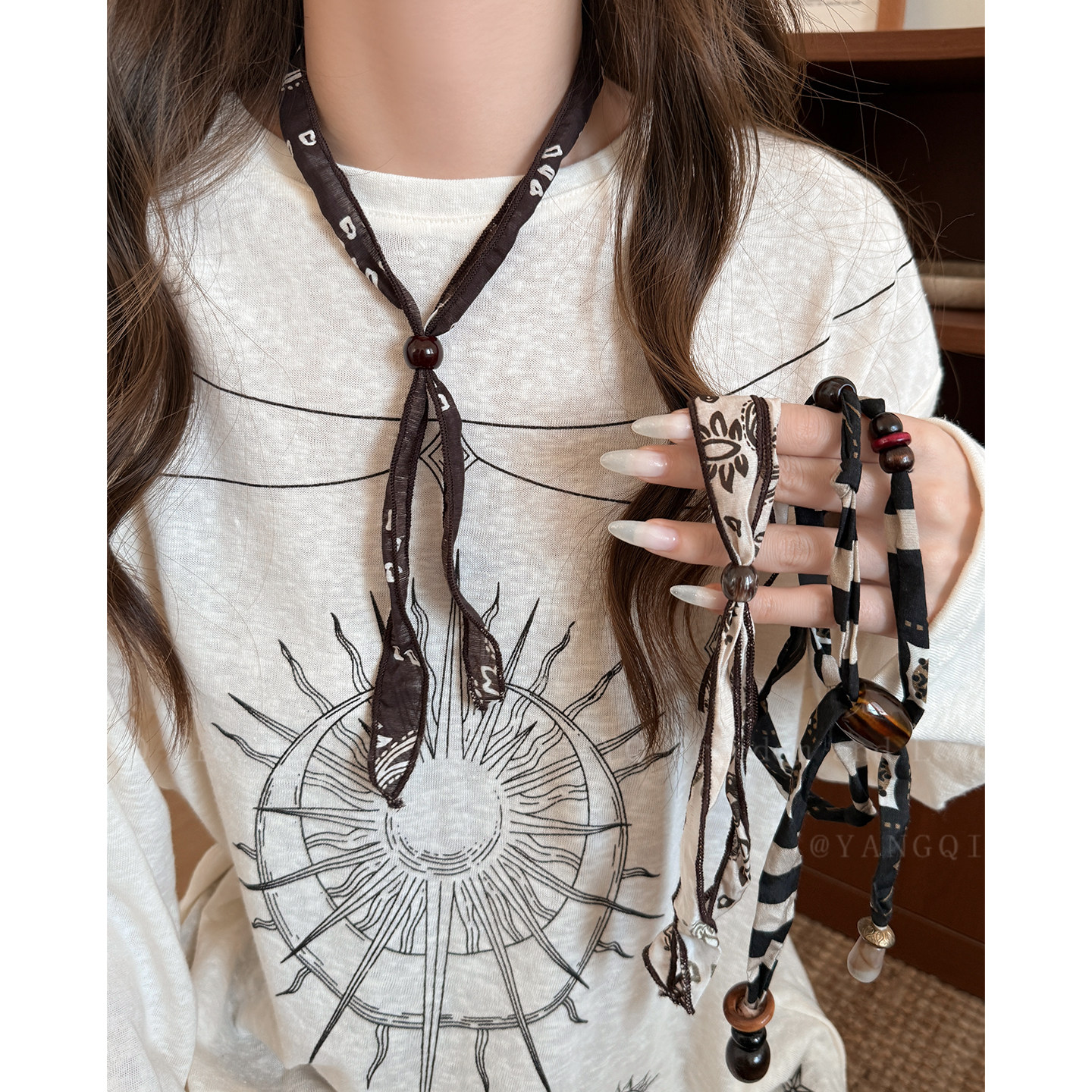 2026新款秋冬腰果花丝巾项链女搭配衣服装饰围脖长毛衣链高级配饰,饰品/流行首饰/时尚饰品新,项链,淘宝优惠券,粉丝福利购,淘宝优惠卷