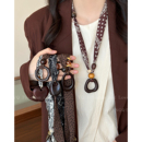 搭配神器 毛衣链配饰 圆环爱心吊坠腰果花丝巾项链女独特设计长款