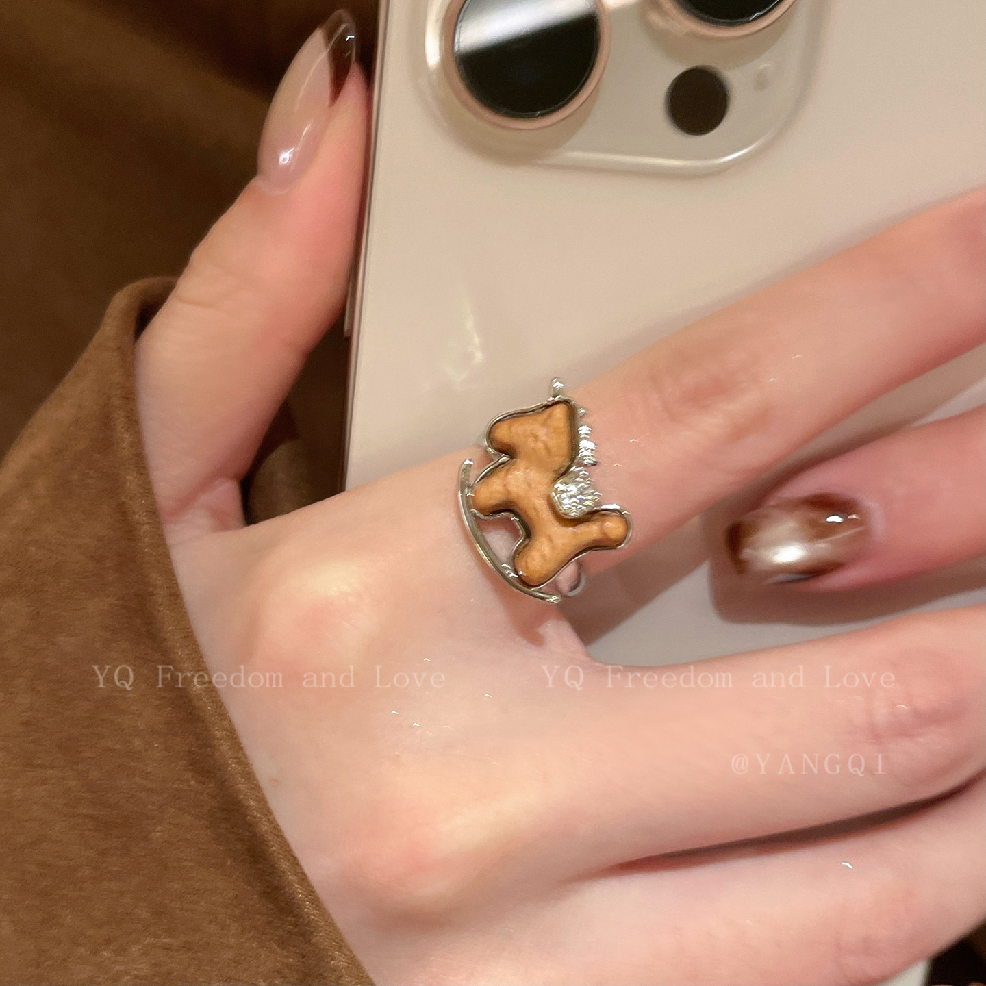 马上来财~木质锆石小马戒指女2025新款本命年食指戒小众开口指环