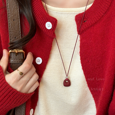 红色小包吊坠项链新年配饰