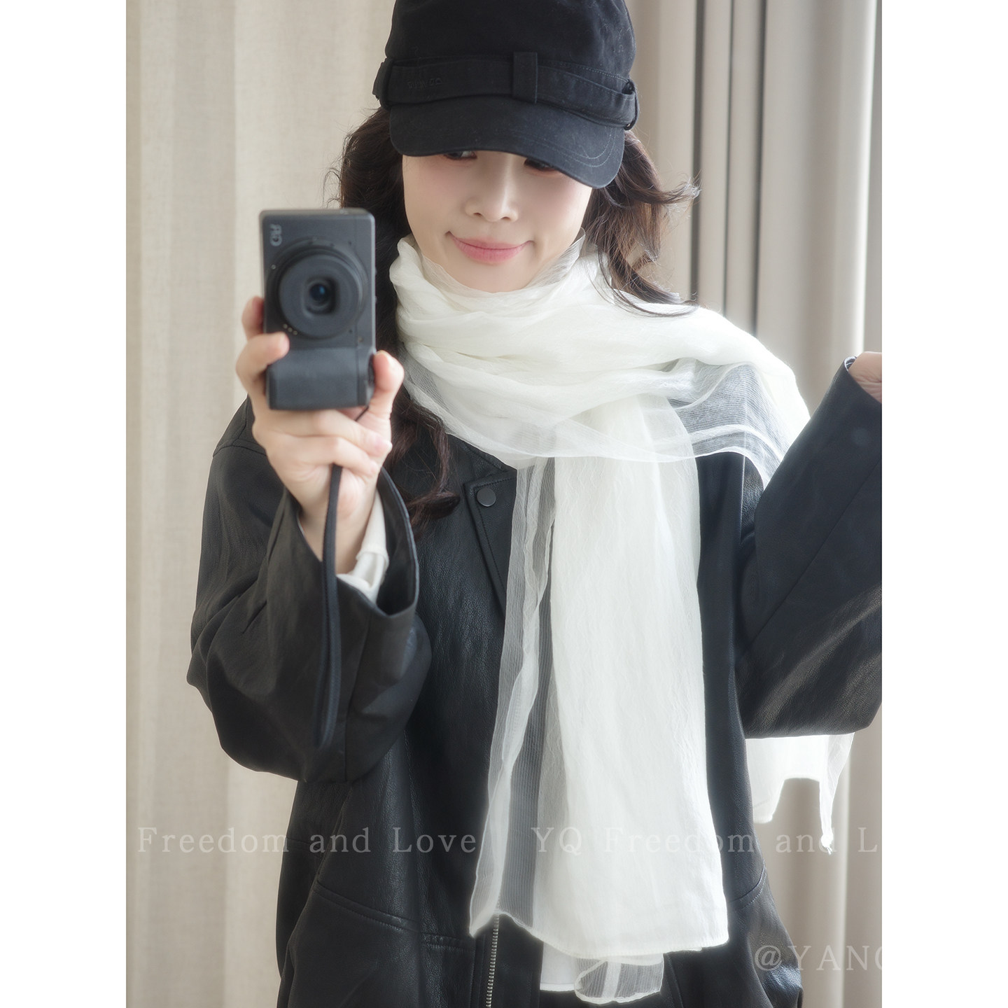 氛围出片！双层薄款桑蚕丝围巾丝巾女款2026新款飘逸围脖旅游披肩
