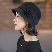 帽子女秋冬季 中年渔夫帽日系盆帽中年老年妈妈简约百搭