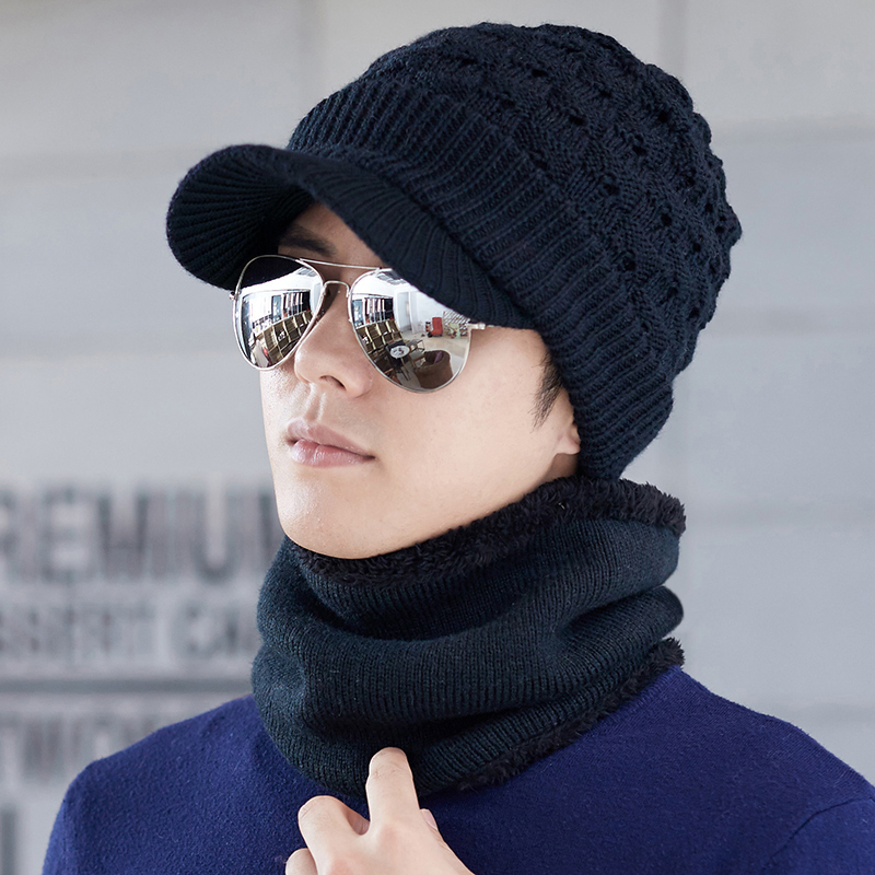 帽子男冬季保暖韩版潮秋冬护耳学生毛线冷帽针织羊毛青年帽檐