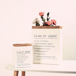 饰拍照摄影背景摆件道具牛皮纸袋北欧风鲜花干花纸袋 买三送一装