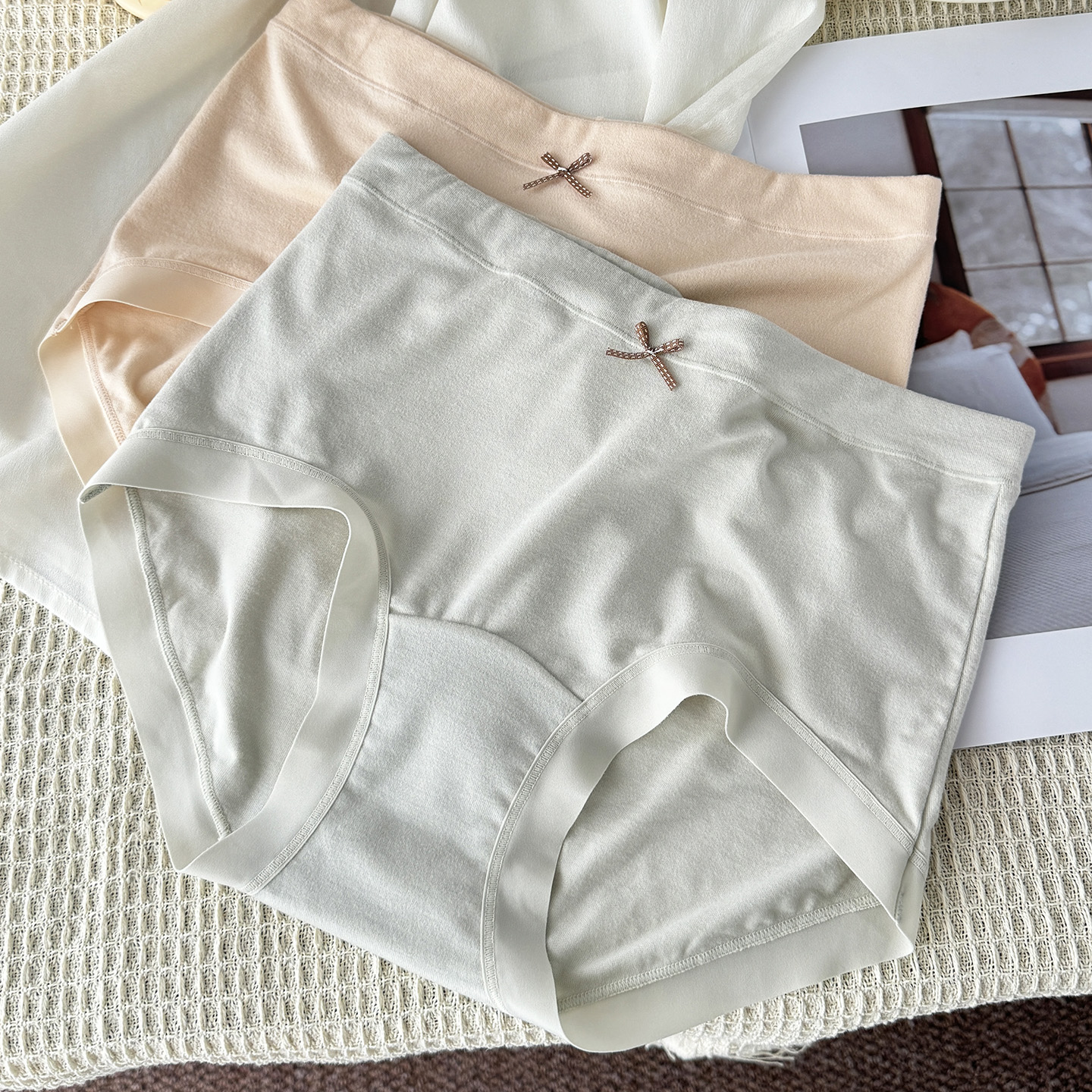 大码纯色~花仙子磨毛10A抗菌内裤