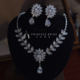新款 奢华新娘宴会配饰品锆石颈链晚礼服项链银针派对耳环两件套装