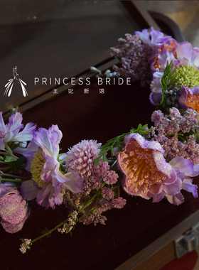 原创新品仙气甜美紫色仿真花发箍新娘婚纱礼服花花盘发造型配饰品