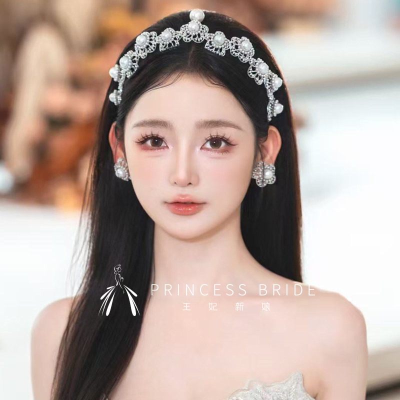 新娘头饰高级感闪钻珍珠公主王冠