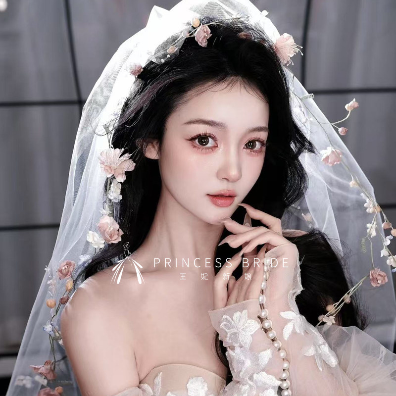 2026浪漫森系婚礼新娘仿真花发带主婚纱甜美发箍结婚氛围感头饰品