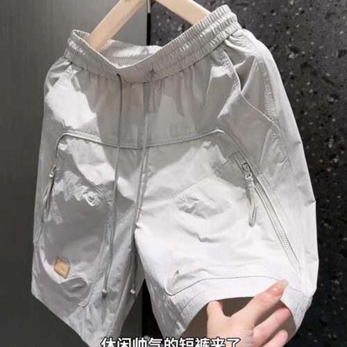 2025夏季男士工装短裤男潮流美式高街大口袋宽松休闲设计感运动裤
