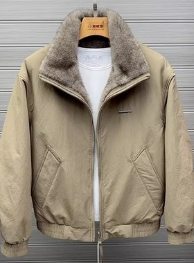 座山雕冬季男士外套立领时尚百搭双面穿棉服防寒保暖夹克宽松潮流