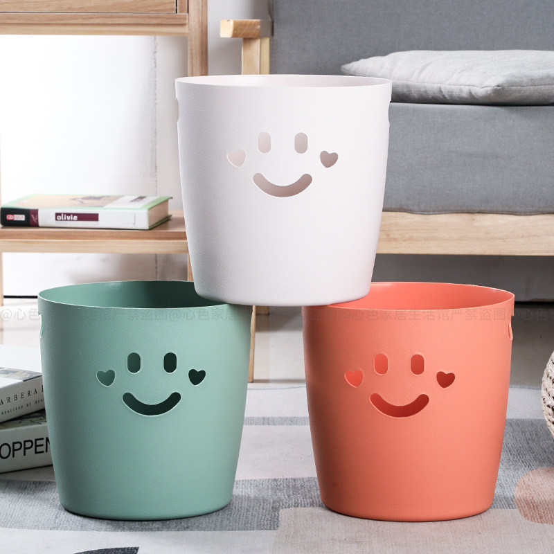 日式大口径可爱笑脸垃圾桶