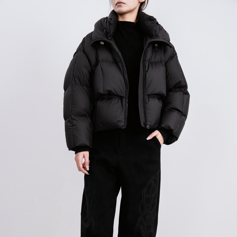 欧E专柜正品女装2025冬新款袖子收口加厚保暖时尚连帽短款羽绒服