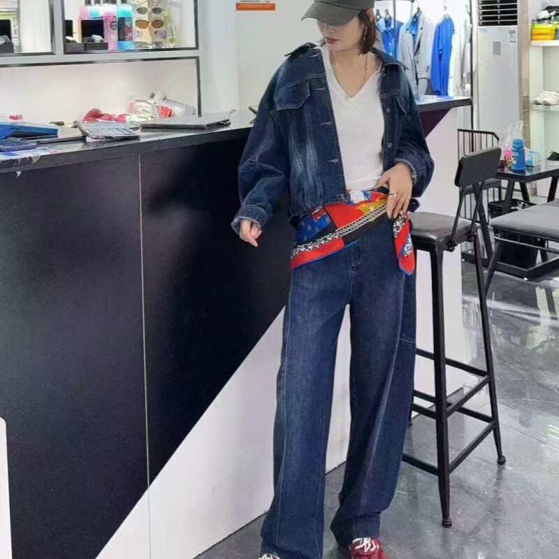 欧E专柜正品女装2026秋装新款时尚短款翻领牛仔短外套上衣女