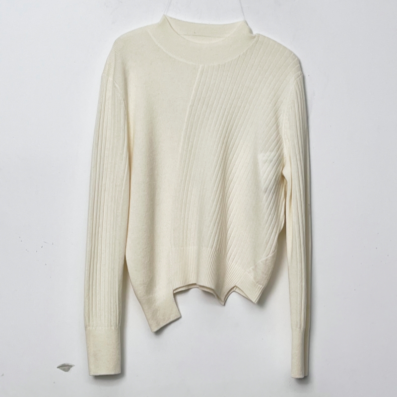 欧E专柜正品女装2025冬装新款个性不规则针织衫保暖极简短款毛衣