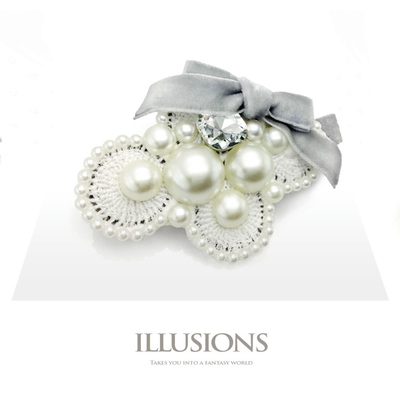 蕾丝水晶钻少儿幼童鸭嘴边夹珍珠