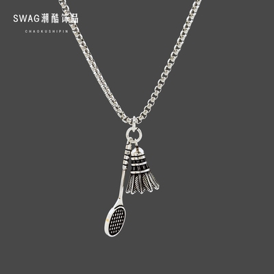 羽毛球拍项链男女小众设计高级感