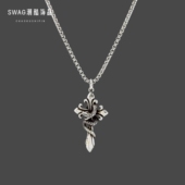 复古灵蛇鸢福十字架项链男士 潮女2025新款 蛇年吊坠小众设计毛衣链