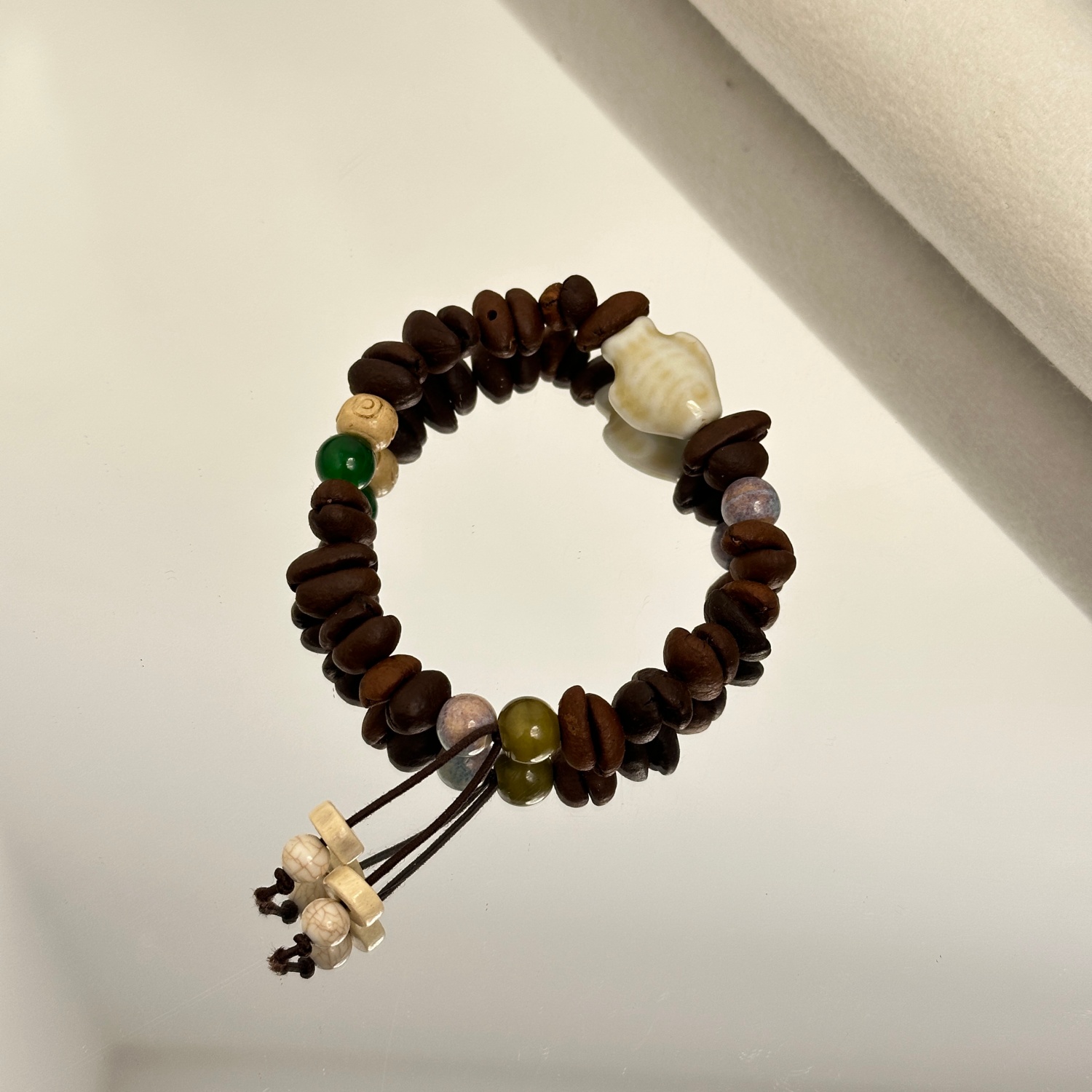 原创陶瓷小鱼咖啡豆手串女小众