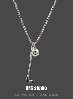 创意小众设计高尔夫球杆吊坠项链