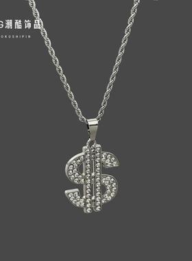 欧美镶钻美元项链男女嘻哈hiphop