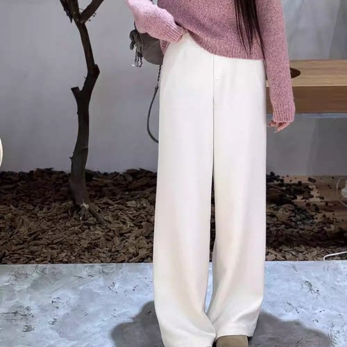 雾都黎明丨康赛妮真丝羊绒面料丨极简通勤显瘦直筒休闲裤-MY6387