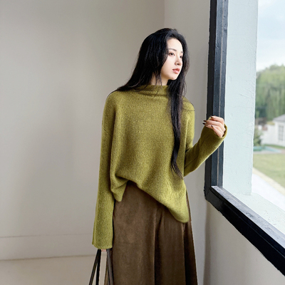 月满秋盈丨100山羊绒丨3GG双线针织自由领保暖羊绒衫-MY6289
